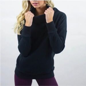 ZYIA Active Womens's Oh So Soft Cowl Neck Hoodie Sweatshirt, Med Black